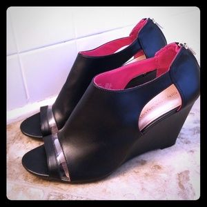Black Peep Toe Wedges